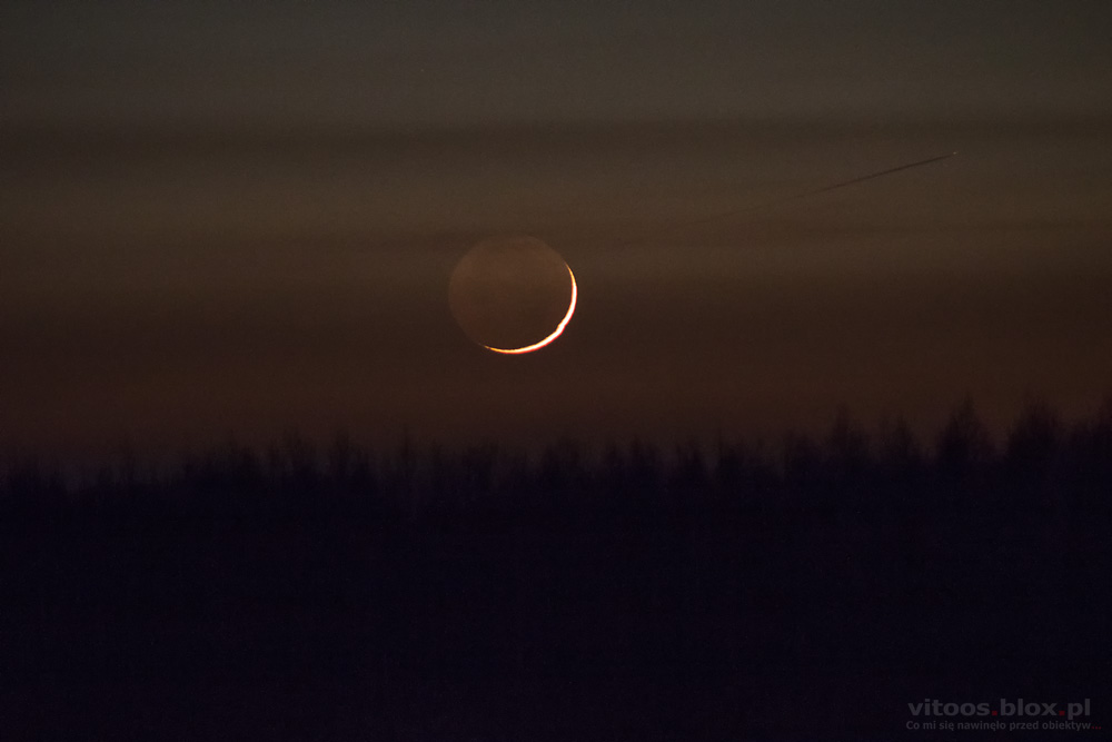 Fot. Witold Ochał, zachód Księzyca w nowiu 6 i 7.02.2019