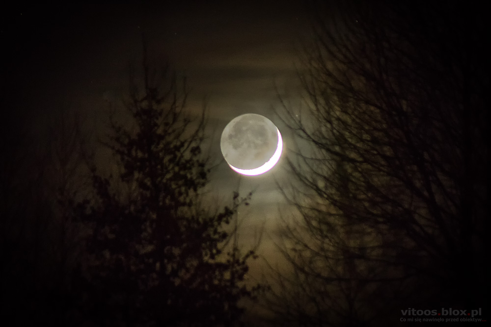 Fot. Witold Ochał, zachód Księzyca w nowiu 6 i 7.02.2019
